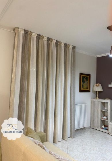 Tenda a Metro in Bouclè Effetto Lino beige tortora