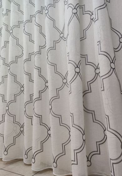 tenda a metro in bouclè effetto lino bianco 4 Tenda a Metro in Bouclè Effetto Lino