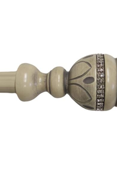 Bastone per Tenda in Legno Rifinito a Mano Sistema a Corda Largo 2 Metri Completo di Staffe e 20 Anelli Artigianale Diametro Bastone 35 mm