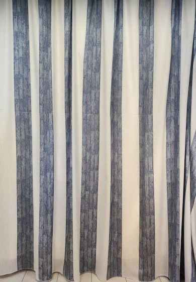 Tenda a Metro in Bouclè Effetto Lino Blu