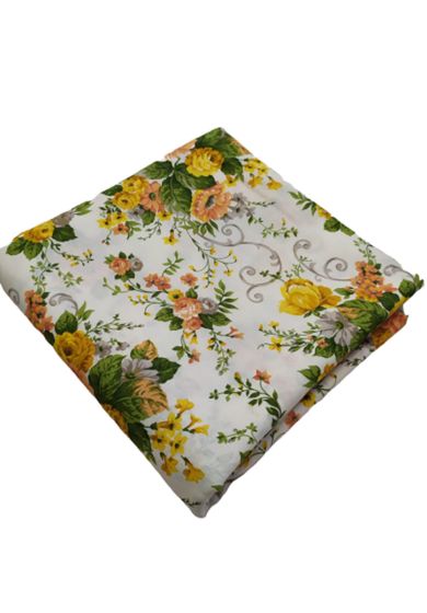 Tappezzeria in Cotone Stampato 280 cm x 280 cm Fiori Giallo