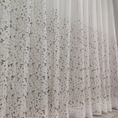 Tenda a Metro effetto lino Fiorellini Tortora