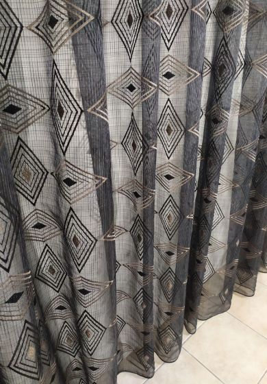 Tenda a Metro in Organza Effetto Lino nero