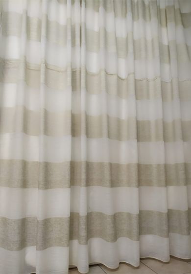 Tenda a Metro in Bouclè Effetto Lino con Base Piombata Fasce Orizzontali Altezza 3 Metri Tortora