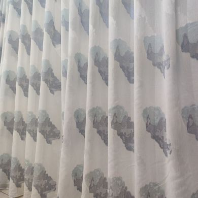 Tenda a Metro in Bouclè Effetto Lino Blu